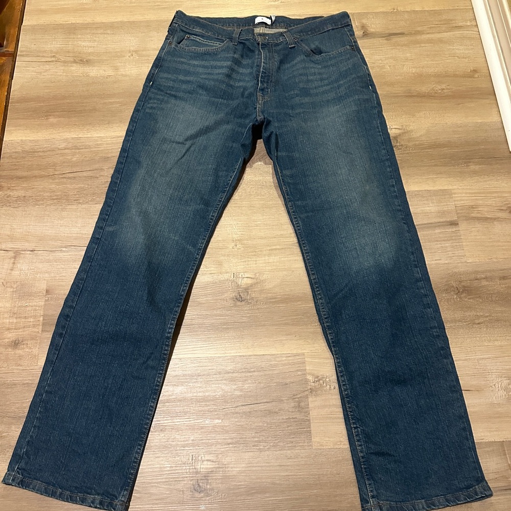 True Craft Men's Straight Jeans in Dark Blue Wash